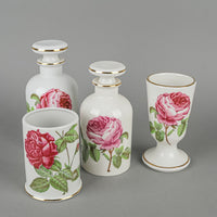 PORCELAINE DE FRANCE Rose Dresser/Vanity Set Of 4 With 6 Pieces