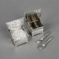 Russian St Petersburg 875 Silver Salt Cellars And Spoons 4 Pieces