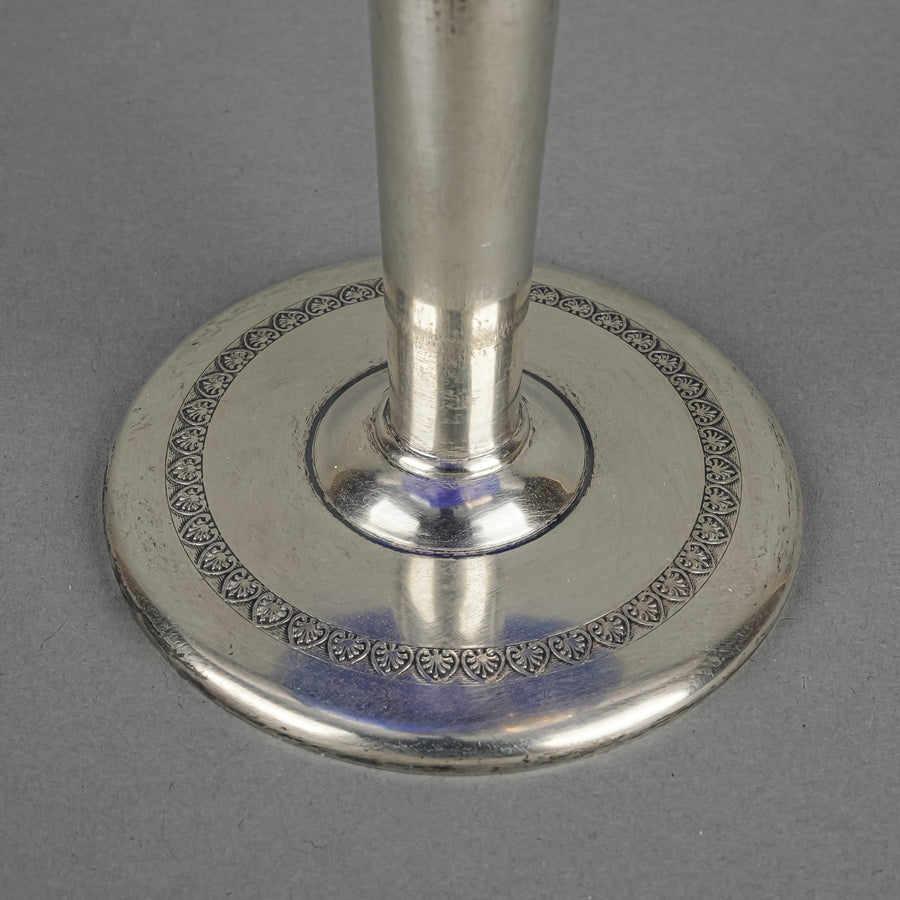 900 Silver Stemmed Crystal Hand Painted Enamel Coupe Champagne Glass