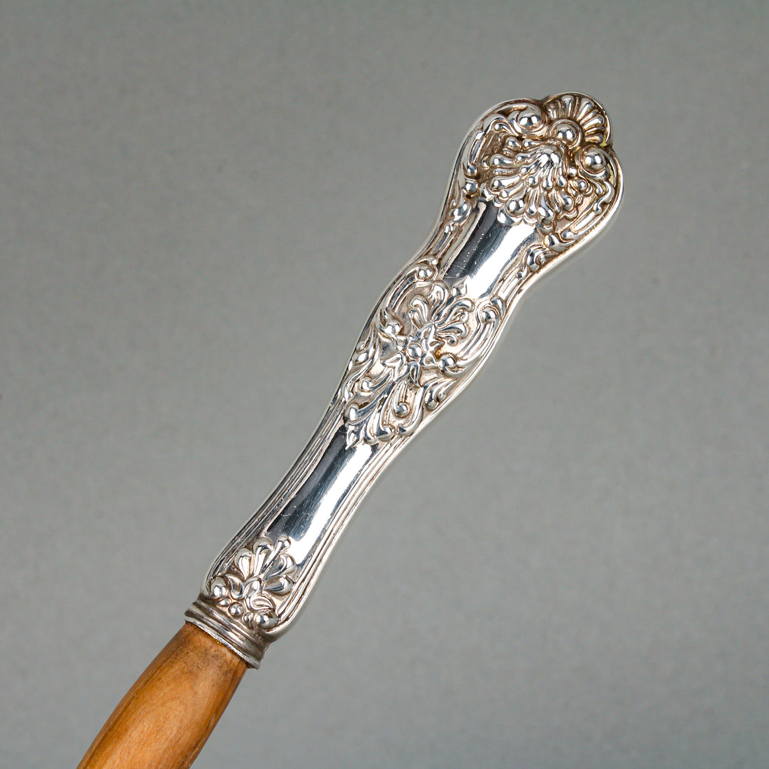 BIRKS Queens Sterling Silver Handle Wooden Salad Servers - Set of 2