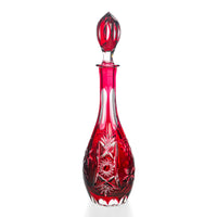 IMPERLUX Red Cased Cut To Clear Decanter And Stopper
