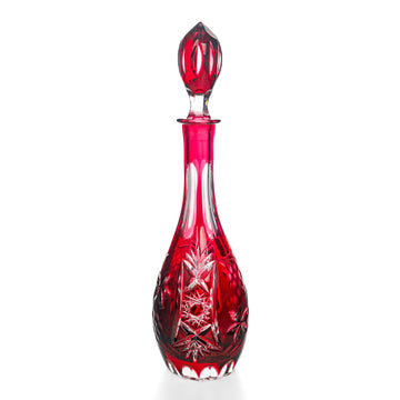 IMPERLUX Red Cased Cut To Clear Decanter And Stopper