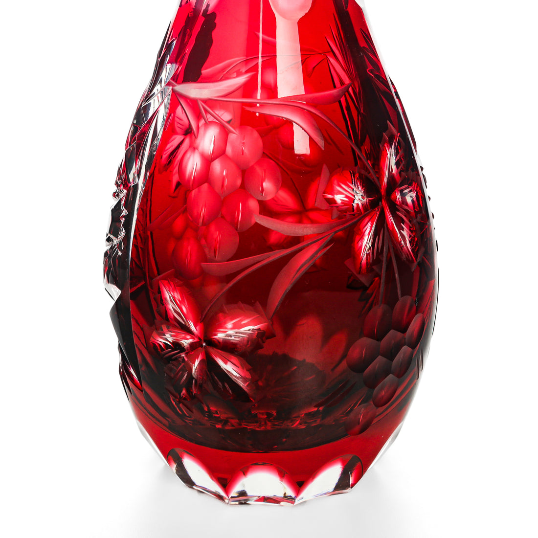 IMPERLUX Red Cased Cut To Clear Decanter And Stopper