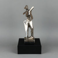 Chang Feng - Figure with Arms Outstretched - Cast Steel Sculpture on Wooden Base