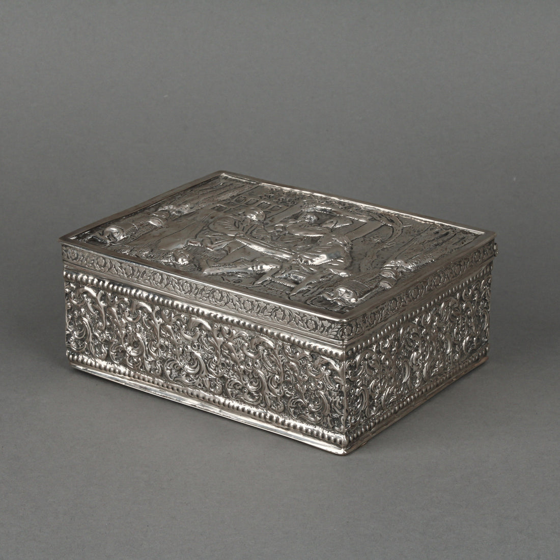 Dutch 833 Silver Repousse Box with Cedar Lining