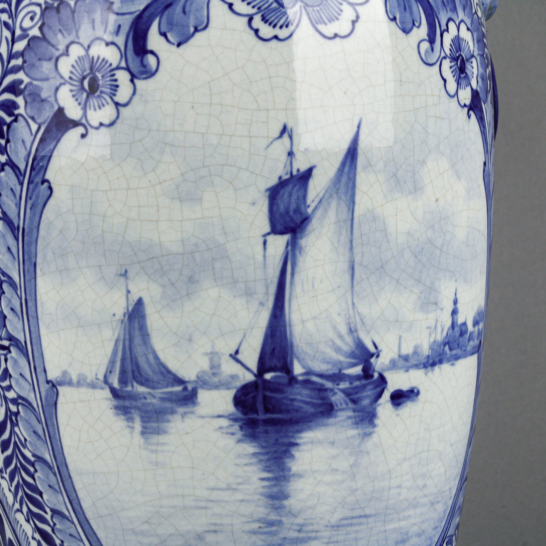 ROYAL DELFT Hand-Painted Windmill/Boat Vase