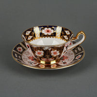 ROYAL CROWN DERBY Traditional Imari 2451 Footed Cup & Saucer