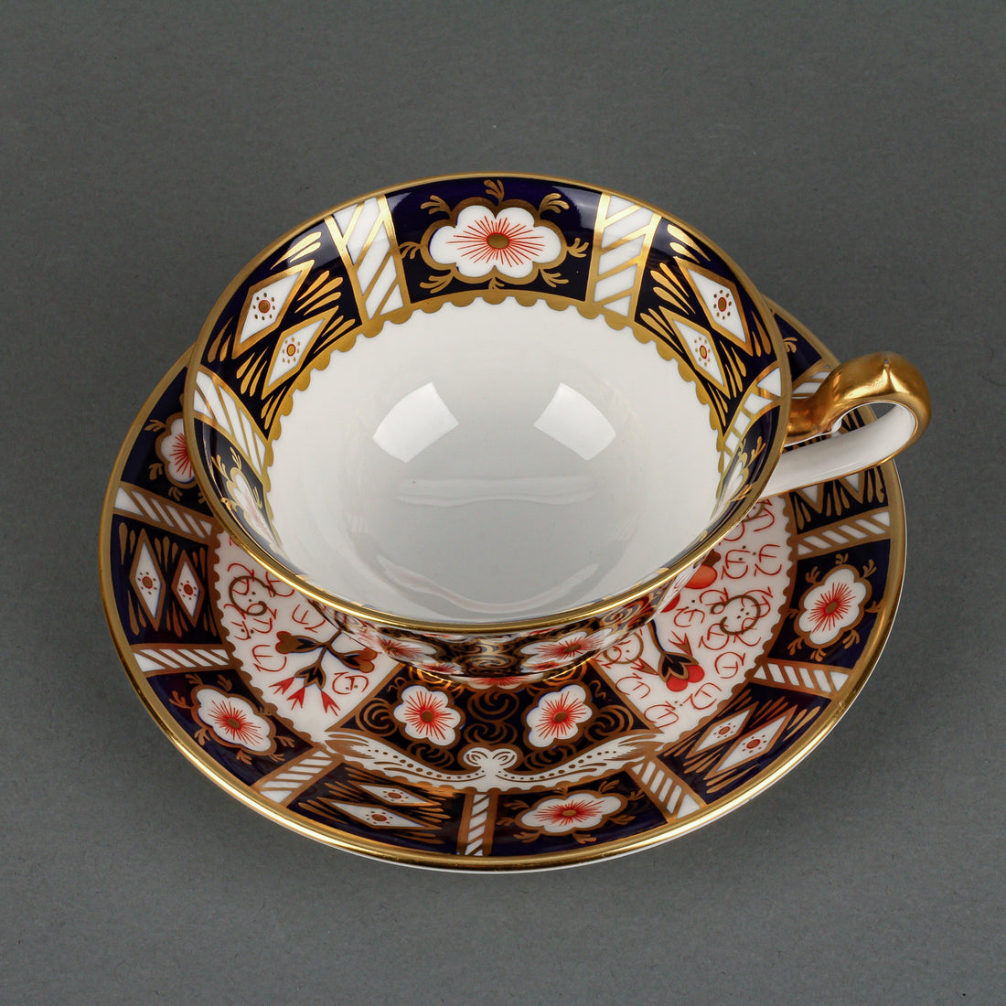 ROYAL CROWN DERBY Traditional Imari 2451 Footed Cup & Saucer