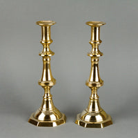 Vintage Brass Candle Push Candlesticks - Set of 2