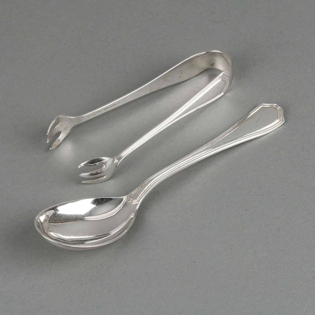 BIRKS Georgian Plain Sterling Silver Sugar Tongs & Sugar Spoon