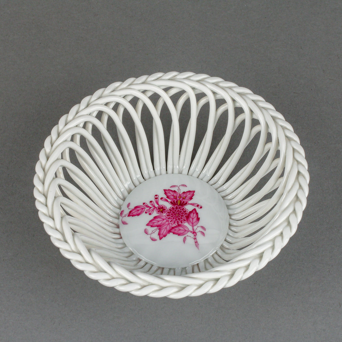 HEREND Chinese Bouquet Open Work Basket 7371