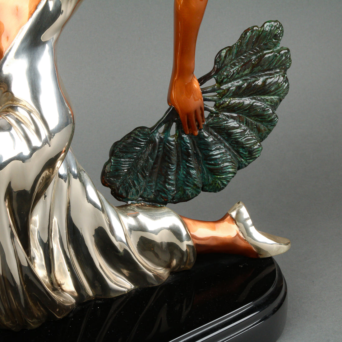 D'ARGENTA - Fan Dancer - Cast Silver & Copper Sculpture on Polymer Base