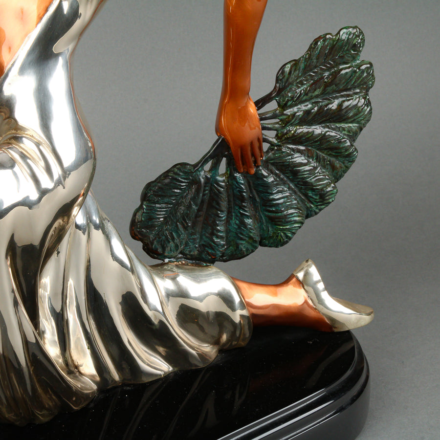 D'ARGENTA - Fan Dancer - Cast Silver & Copper Sculpture on Polymer Base