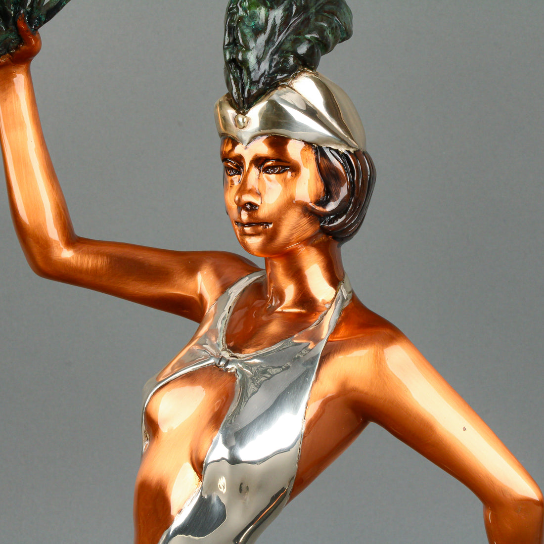 D'ARGENTA - Fan Dancer - Cast Silver & Copper Sculpture on Polymer Base