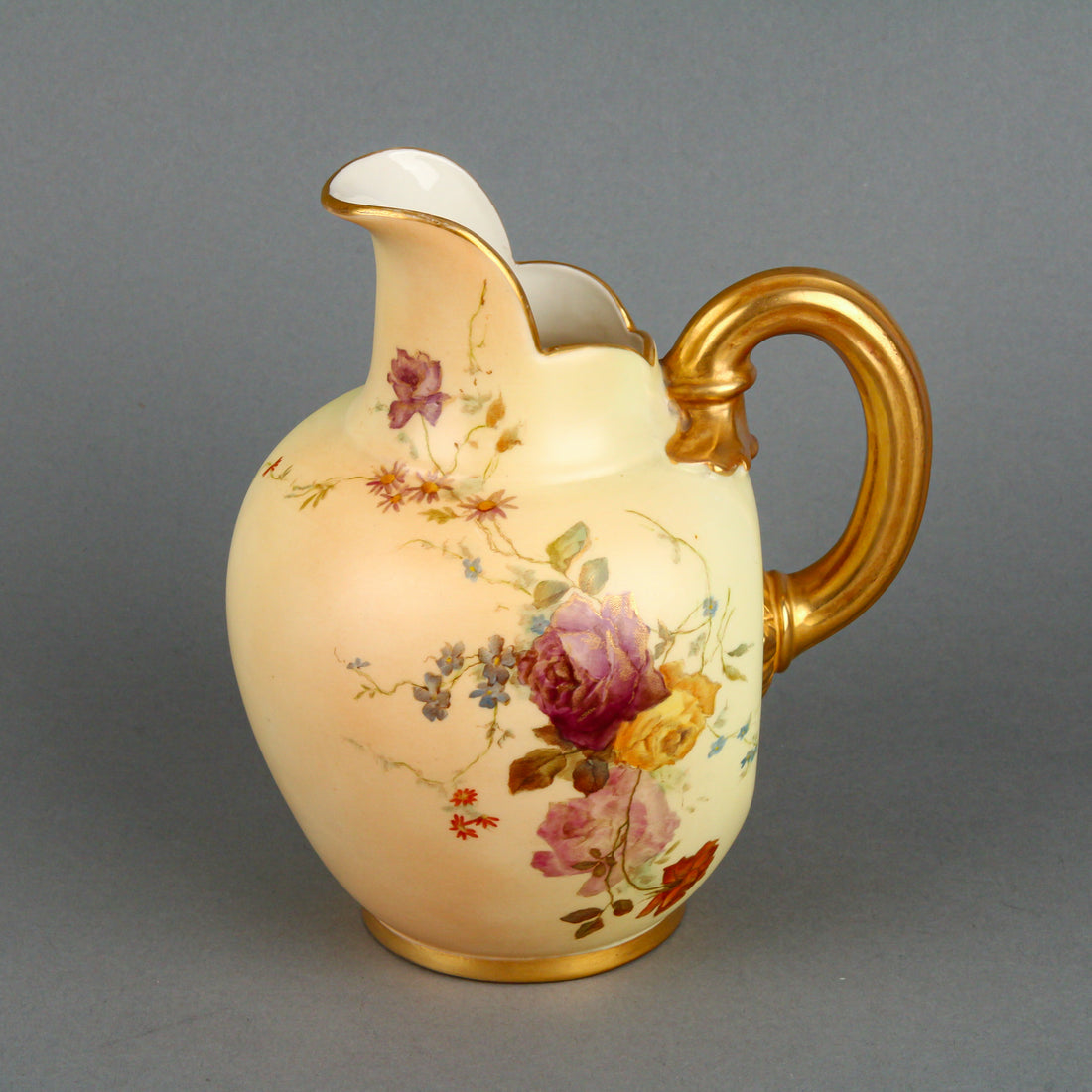 ROYAL WORCESTER Hand-Painted Rose Blush Ivory Jug/Pitcher 1094