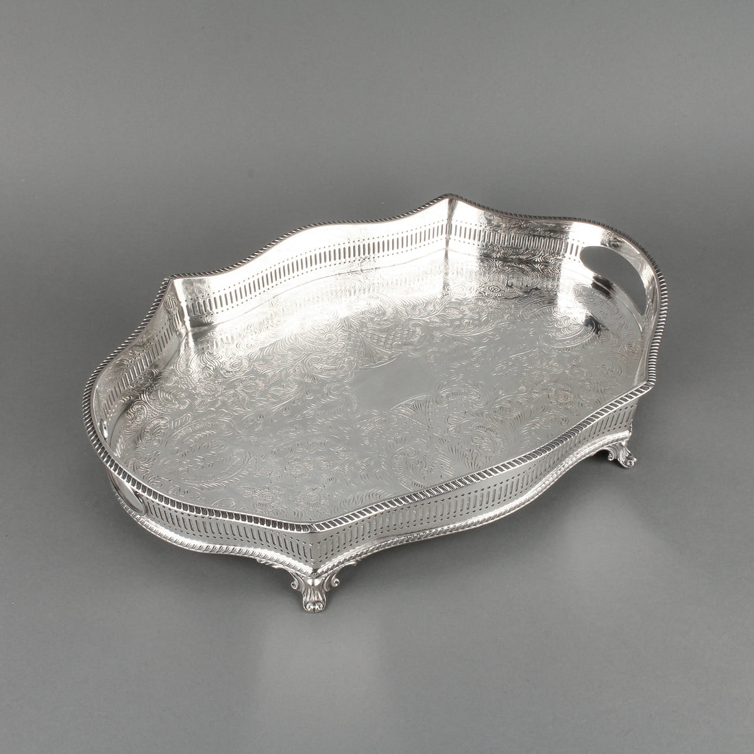 A1 CO. Silverplate Footed Oval Gallery Tray