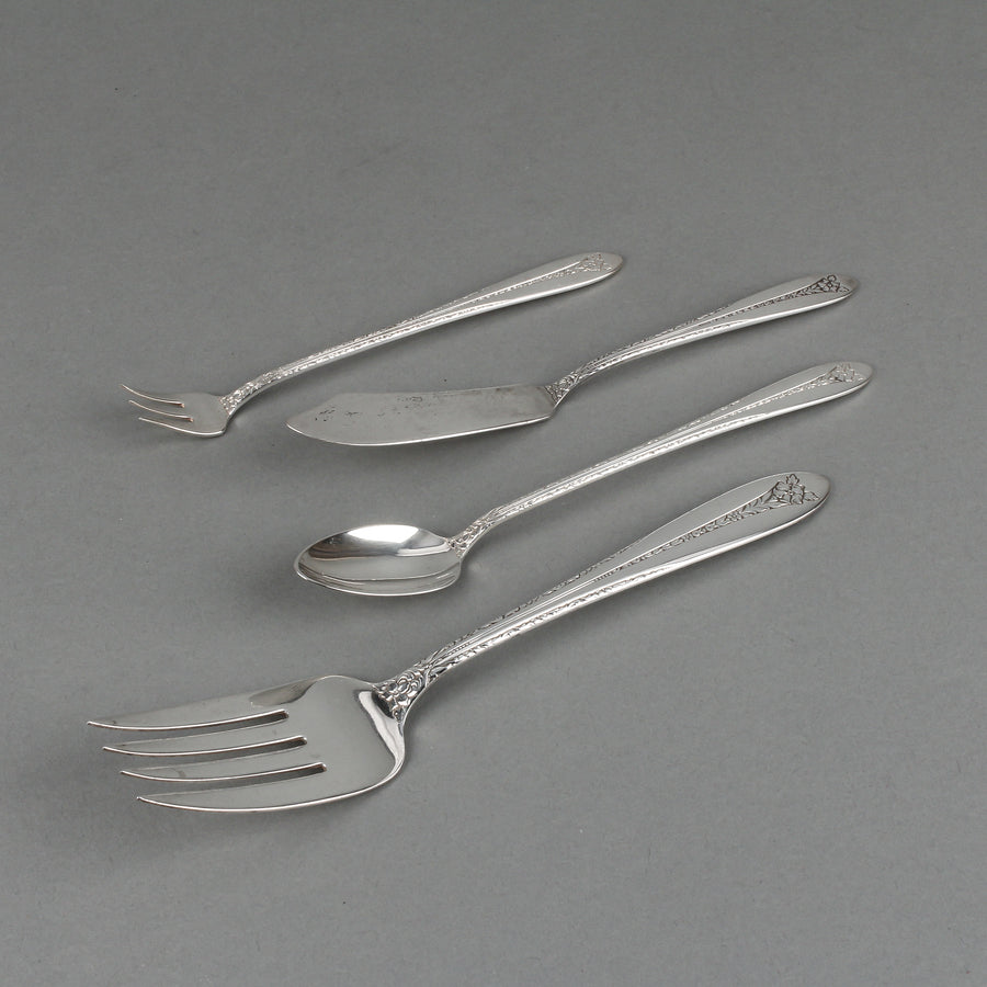 NATIONAL STERLING Margaret Rose Sterling Silver Flatware - 11 Place Settings +