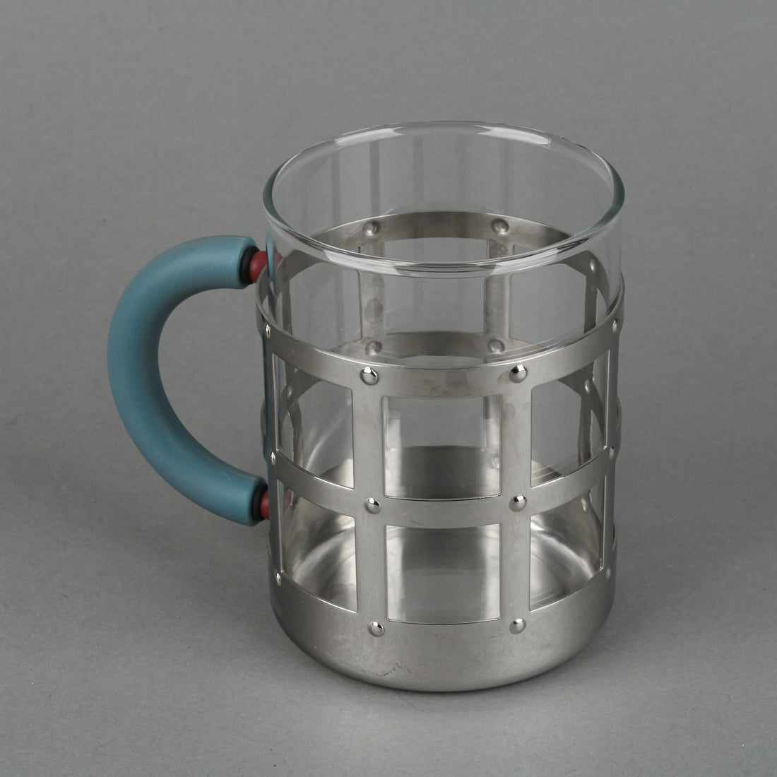 ALESSI Graves Stainless Steel MGMUG with Glass Insert Mugs - Set of 2