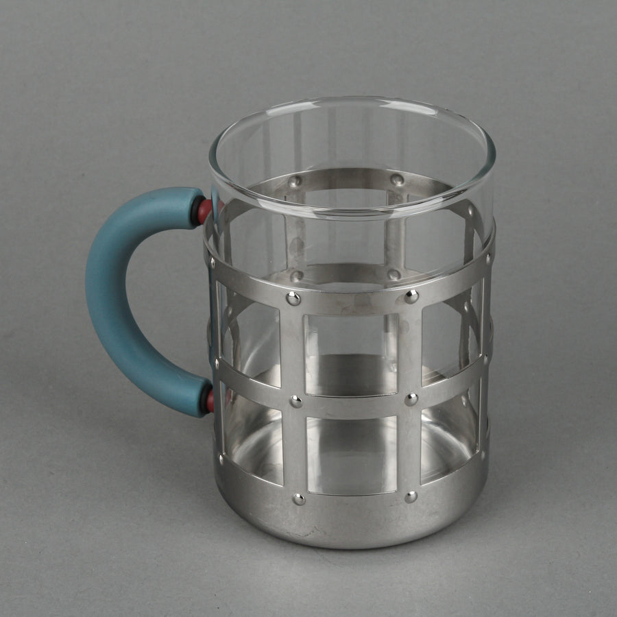 ALESSI Graves Stainless Steel MGMUG with Glass Insert Mugs - Set of 2