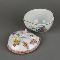 HEREND Hand-Painted Chinese Bouquet Heart-Shaped Bonbon Box