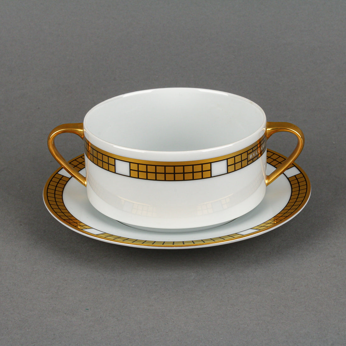 ROSENTHAL BULGARI Quadri Gold Cream Soup & Saucer