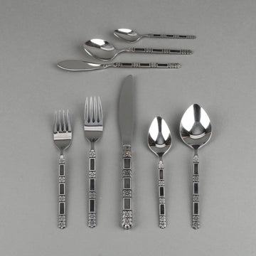 COMMUNITY Madrid - Black Accent Stainless Steel Flatware - 12 Place Settings +