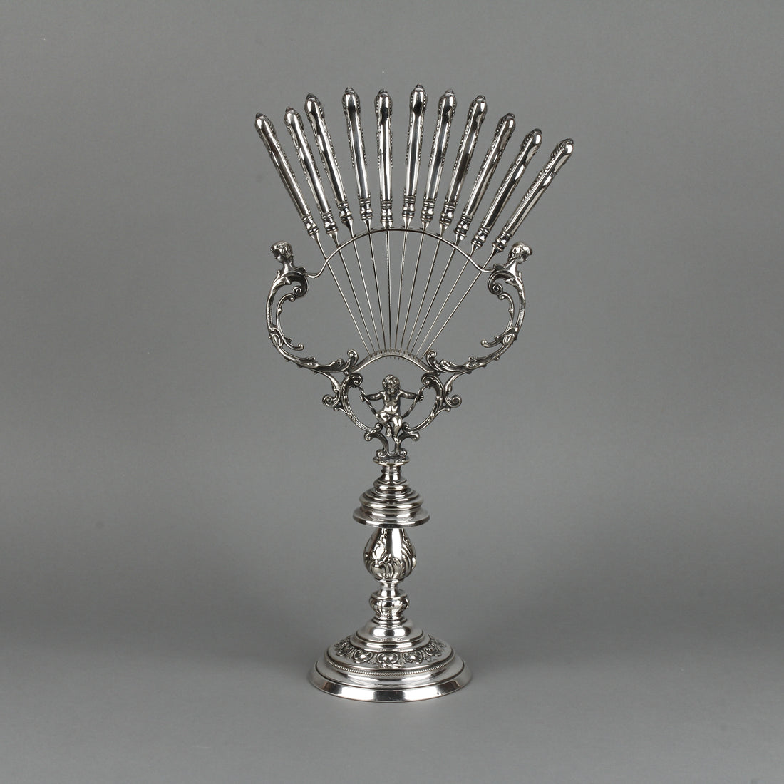 C.R. CARLSTROM Silverplate Fruit Knife Stand & A.G DUFVA Silverplate Knives