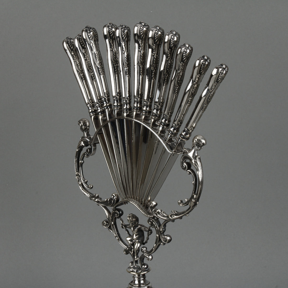 C.R. CARLSTROM Silverplate Fruit Knife Stand & A.G DUFVA Silverplate Knives