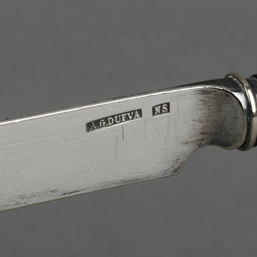 C.R. CARLSTROM Silverplate Fruit Knife Stand & A.G DUFVA Silverplate Knives