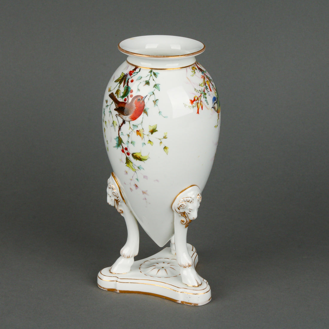 PADMORE DERBYSHIRE WORCESTER Hand-Painted Bird Porcelain Vase