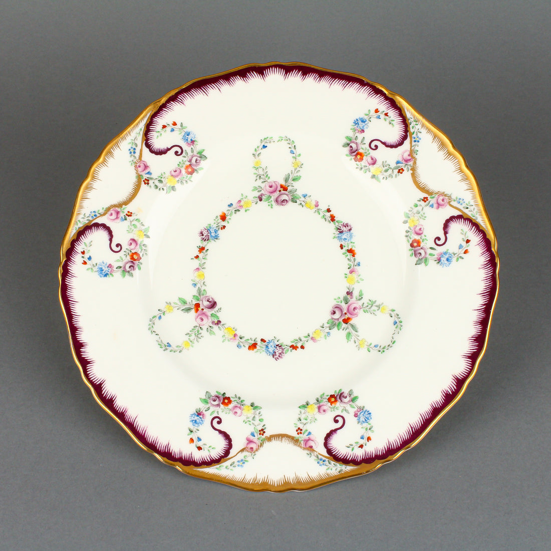 ROYAL WORCESTER Hand-Painted Floral Garland Luncheon Plates - Set of 6