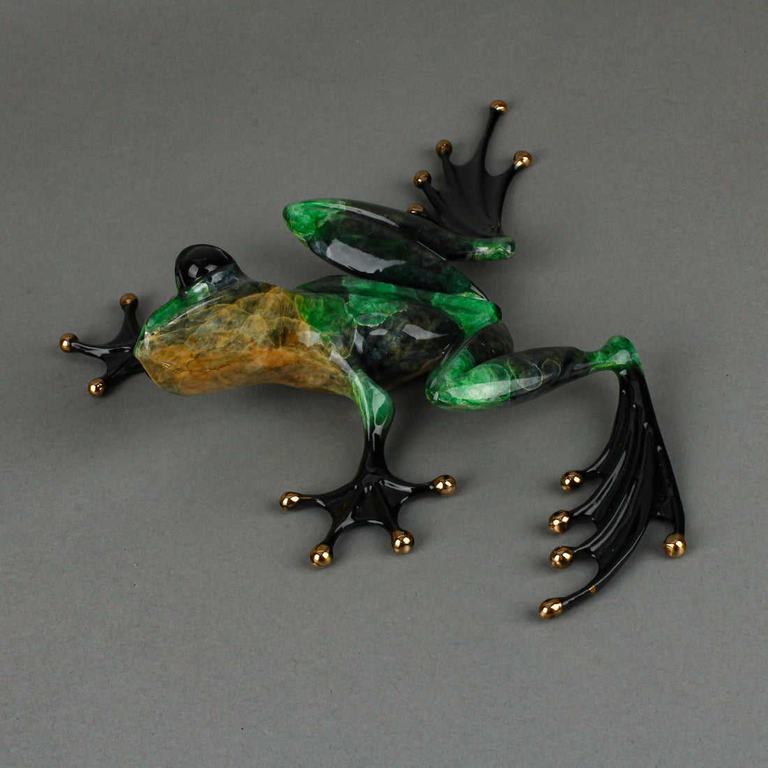 Tim Cotterill - Frog Looking Outward - Hand-Painted Bronze Sculpture
