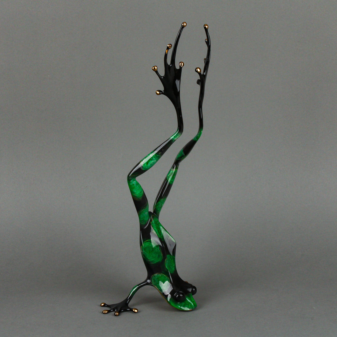 Tim Cotterill - Frog in Handstand - Hand-Painted Bronze Sculpture