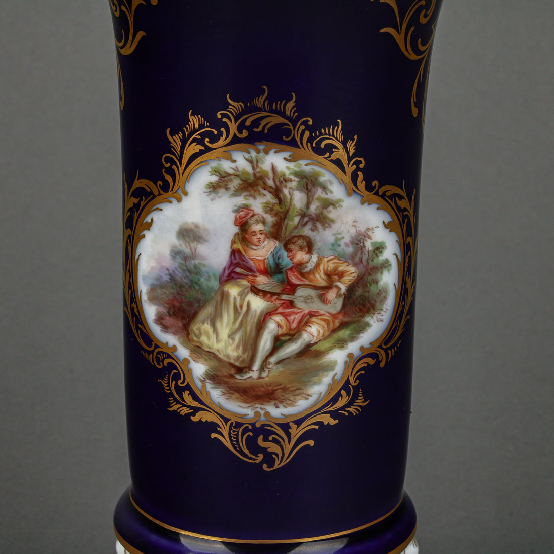 MEISSEN Hand-Painted Spill Vase Cobalt Ground