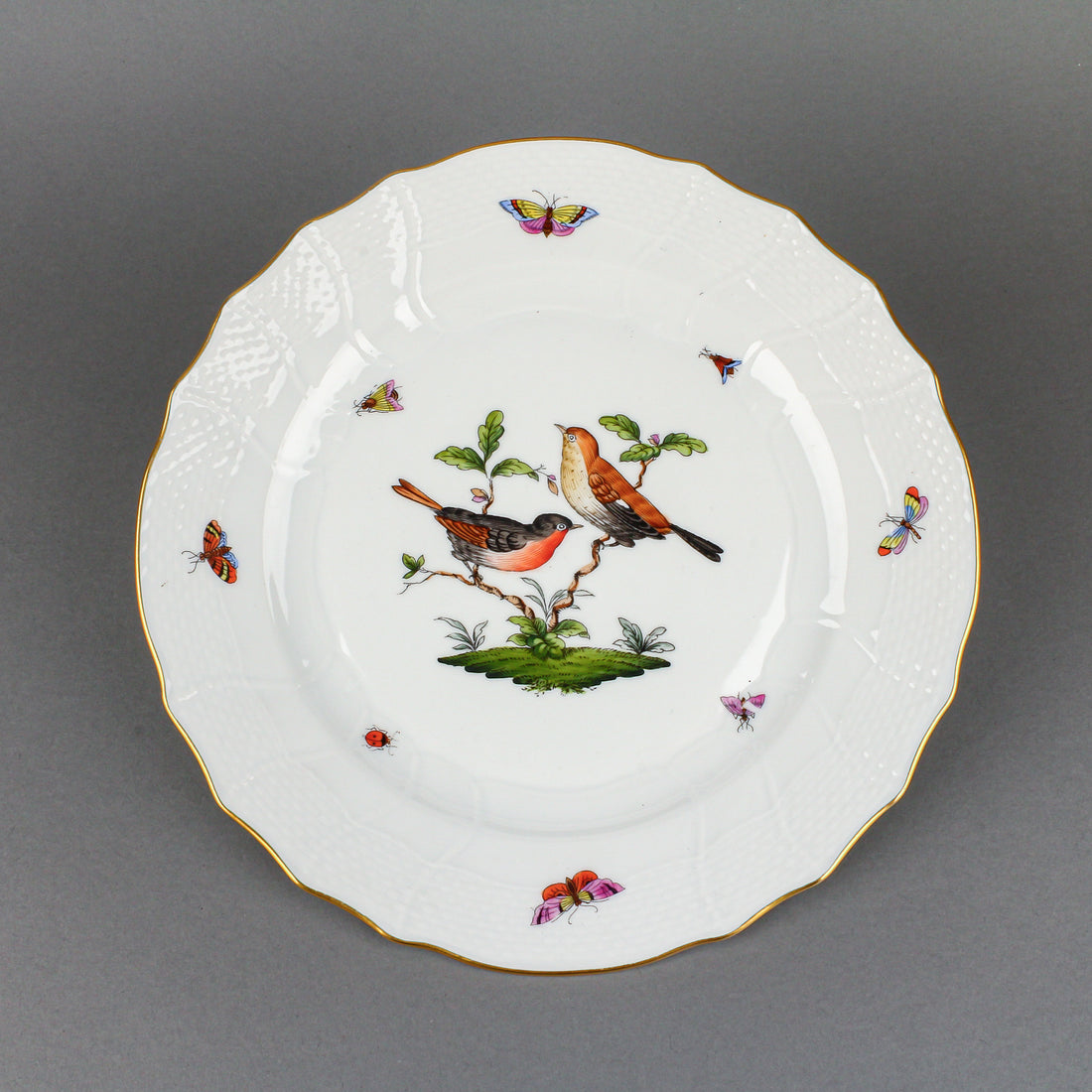 HEREND Rothschild Bird Dinner Plates - Set of 7