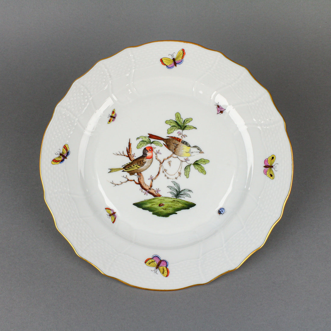 HEREND Rothschild Bird Dinner Plates - Set of 7