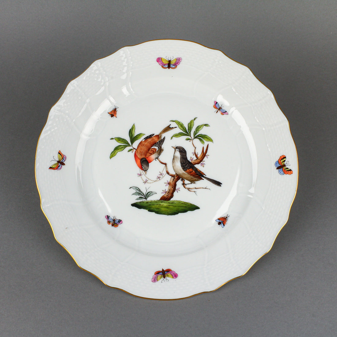 HEREND Rothschild Bird Dinner Plates - Set of 7