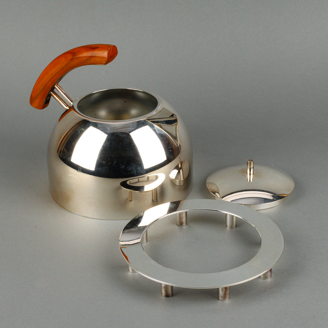 CASSETTI Modernist Silverplate Teapot with Stand