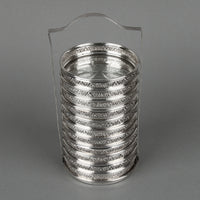 BIRKS Sterling Silver Rim Crystal Coasters with Stand