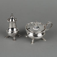 ERNEST W. HAYWOOD Sterling Silver Shakers & Mustard Pot with Liner
