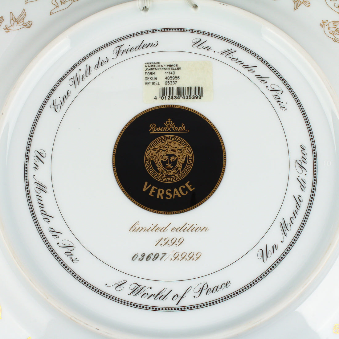 ROSENTHAL VERSACE World of Peace 1999 Charger/Platter