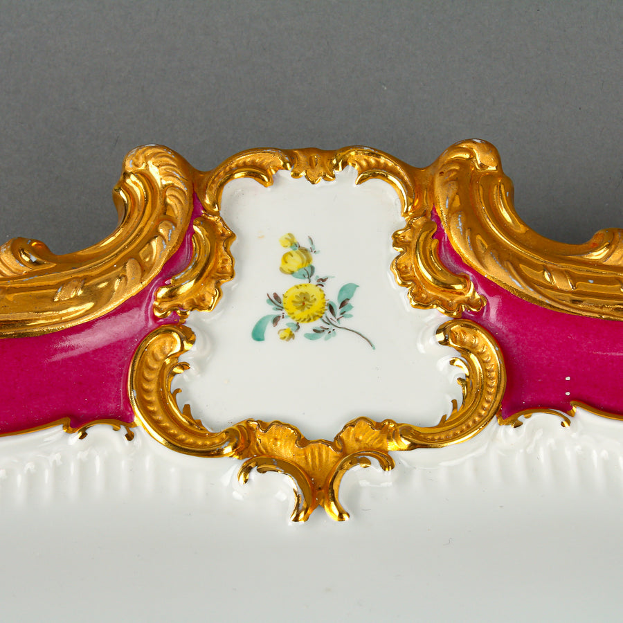 MEISSEN Hand-Painted Floral Tray Gold