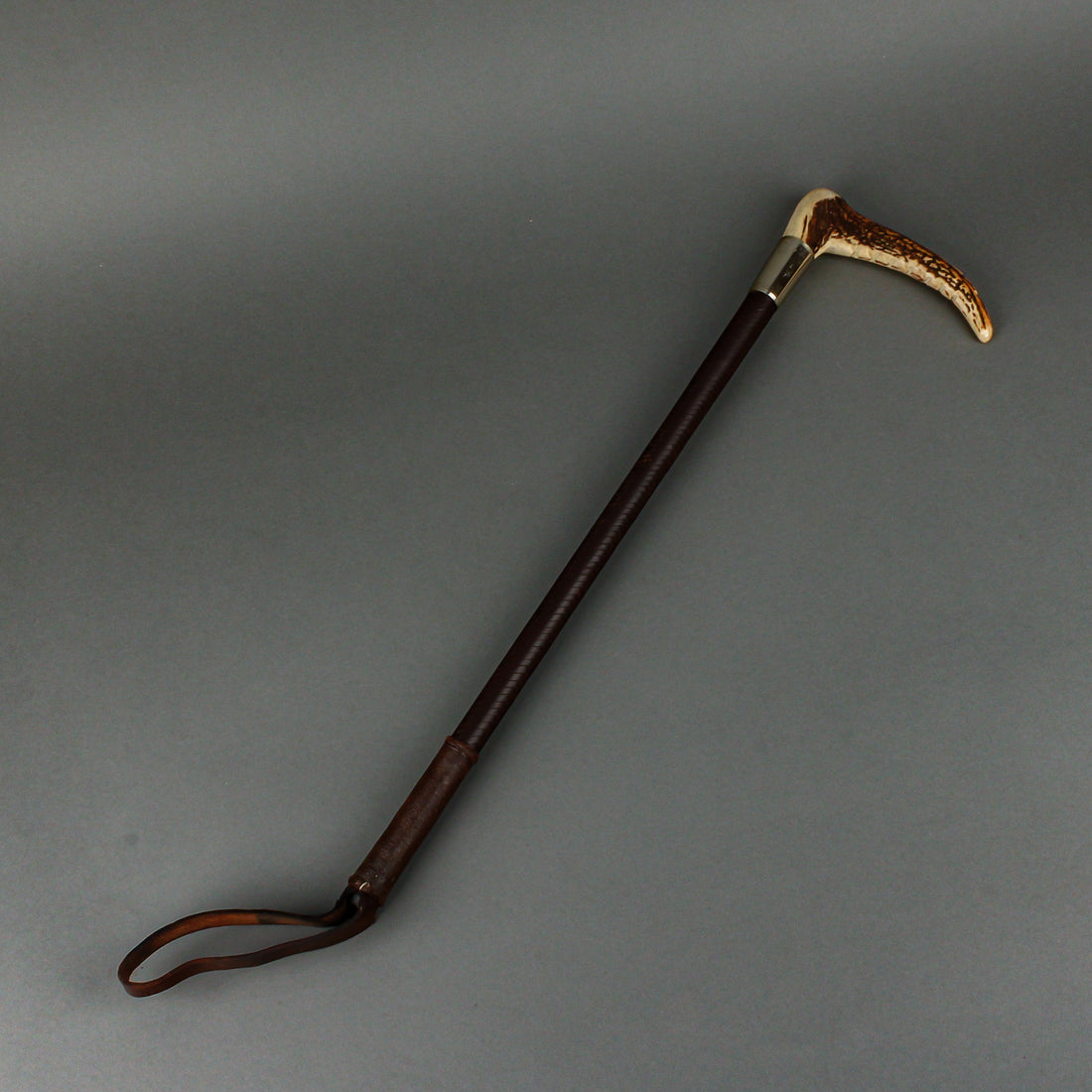 SWAINE Horn Handle Leather Wrap Riding Crop