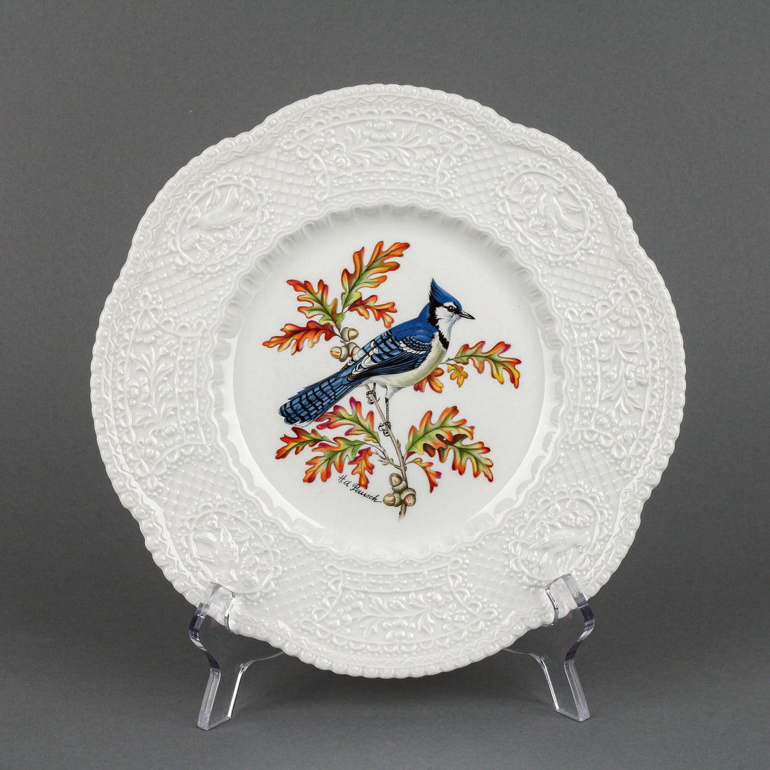 ROYAL CAULDON H. A. Pausch Aviary Embossed Plates - Set of 7