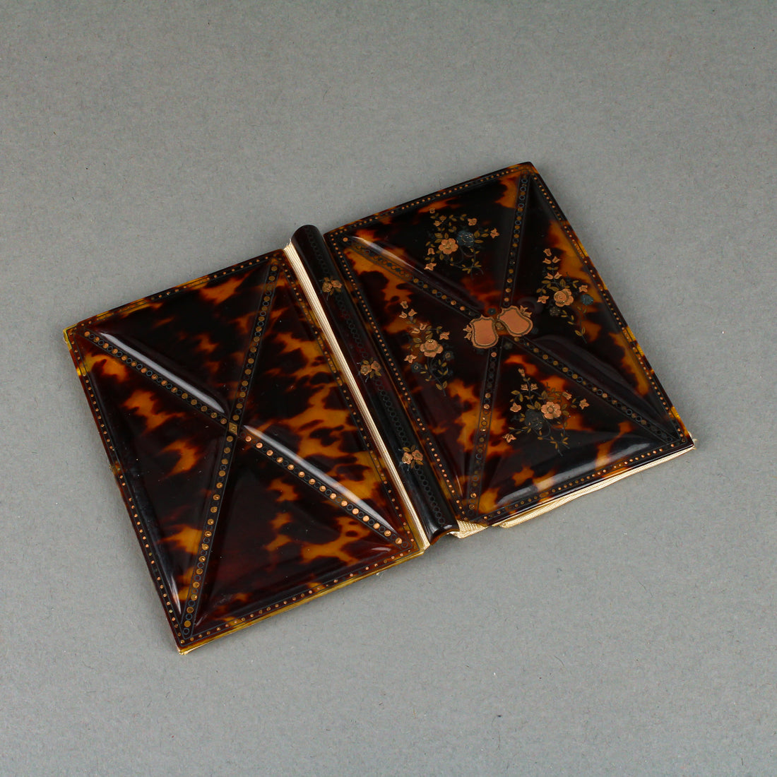 Antique Inlaid Tortoise Shell Notebook Cover/Card Holder