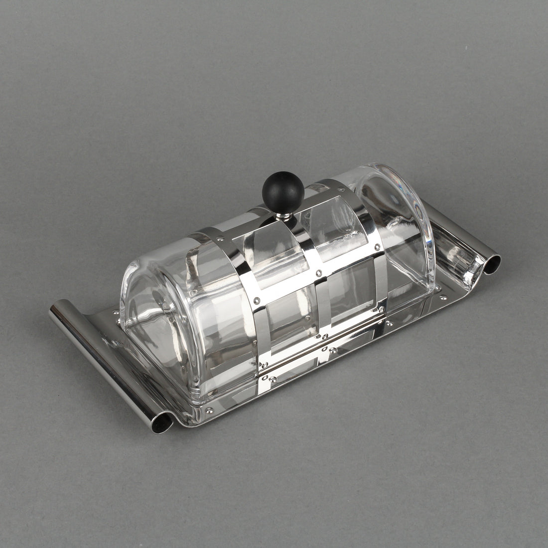 ALESSI Michael Graves MGBUT Glass & Stainless Steel Covered Butter Dish