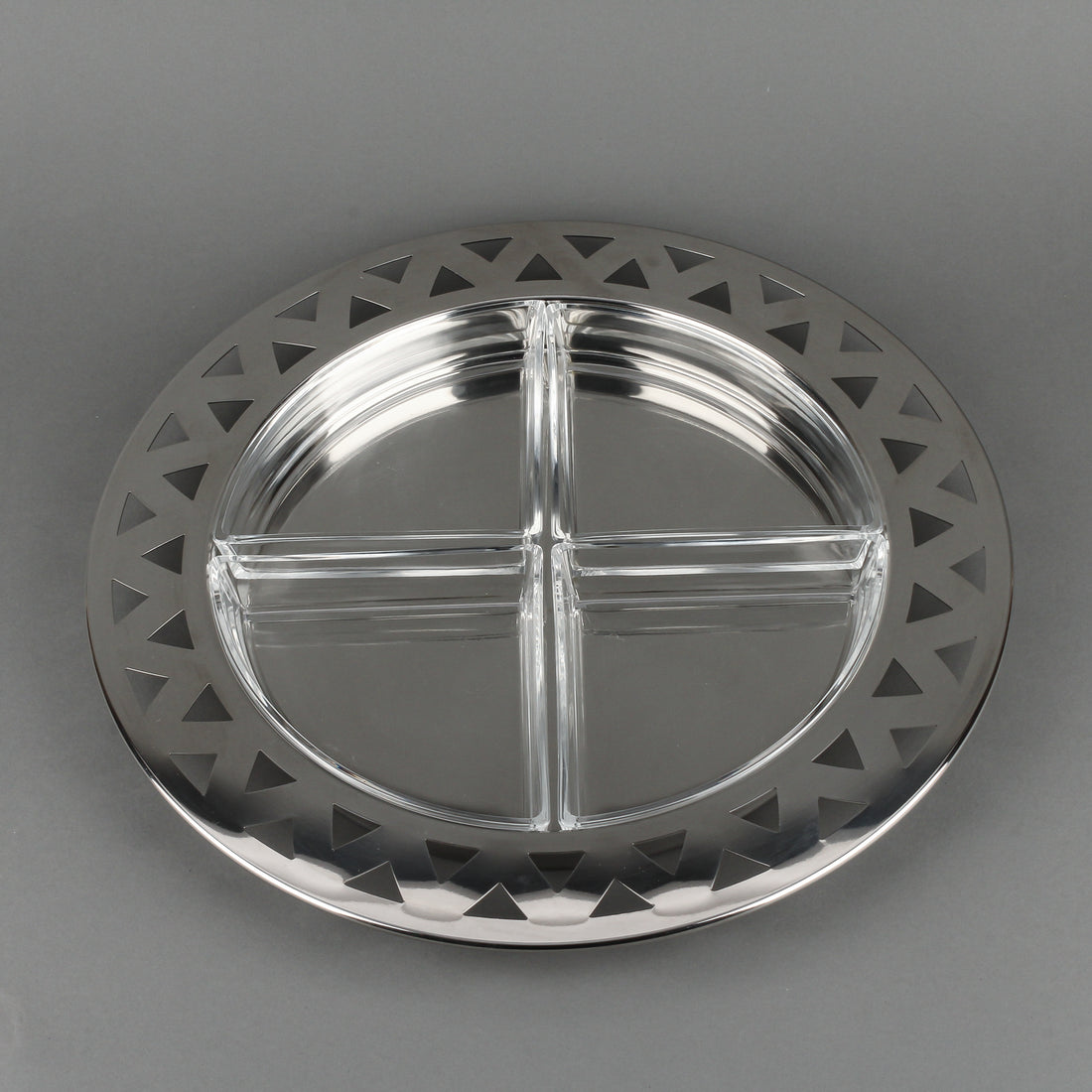 ALESSI KK23 Stainless Steel Tray with Glass Inserts