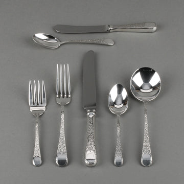 BIRKS London Engraved Sterling Silver Luncheon Flatware - 8 Place Settings +