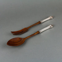 INTERNATIONAL SILVER Irene Sterling Silver Handle Wooden Salad Servers
