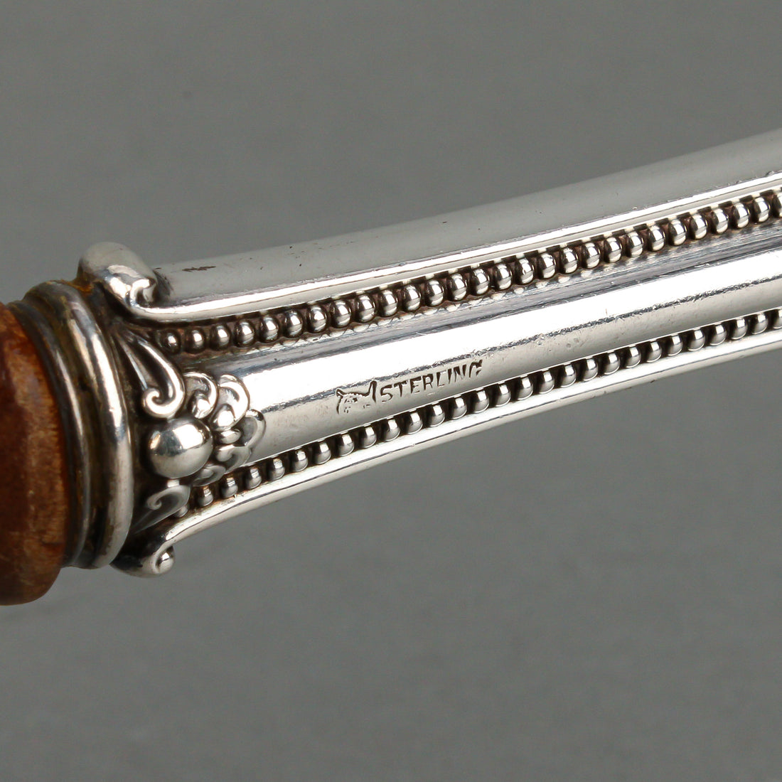 INTERNATIONAL SILVER Irene Sterling Silver Handle Wooden Salad Servers